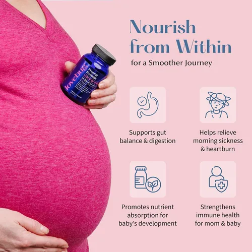 Miniatura 4 de LOVEBUG Probiótico prenatal Ayuda con las náuseas, la acidez estomacal y la digestión Ayuda al microbioma del bebé Variedad múltiple de 20 mil