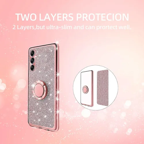 Miniatura 8 de Funda para Samsung A14 0.18 oz, Galaxy A14 0.18 oz Case para mujer con purpurina de cristal suave TPU transparente de lujo Bling linda funda