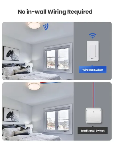 Miniatura 2 de Zoiinet - Kit de interruptor de luces inalámbrico, diseño con hebilla y removible, interruptor de múltiples vías, no necesita WiFi, programable