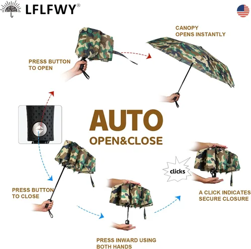 Miniatura 7 de LFLFWY Travel Umbrella Compact folding Umbrella, Strong Durable Windproof Umbrella for Rain, Automatic Open and Close