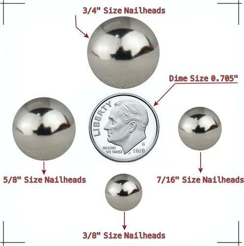 Miniatura 3 de DX0511AB500 - Paquete de 500 tachuelas para tapicería, clavos decorativos de muebles de 7/16 pulgadas para sillas, cabeceros y decoración