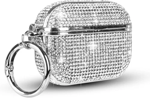 LUVI Funda para AirPods 3 con diamantes de imitación brillantes y brillantes, bonita funda para niñas y mujeres, carga inalámbrica, piel de lujo