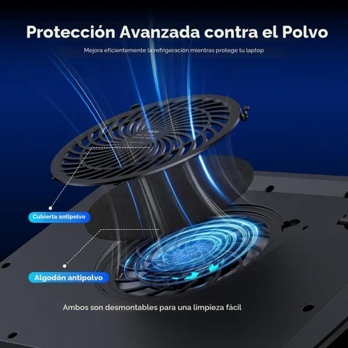 Miniatura 3 de llano Enfriador de laptop para videojuegos, soporte de almohadilla de refrigeración para laptop V12 con ventilador de 5.5 pulgadas, enfriamiento