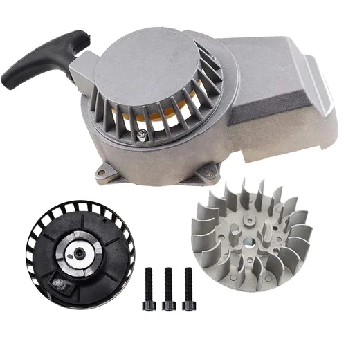 Miniatura 8 de GOOFIT Arrancador de retroceso de aluminio con volante y tornillos para 2 tiempos 47cc 49cc Pocket Bike Mini Bike Dirt Bike Scooter ATV Quad