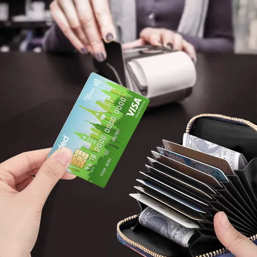Miniatura 7 de Billetera pequeña para tarjetas de crédito RFID con purpurina linda para mujer