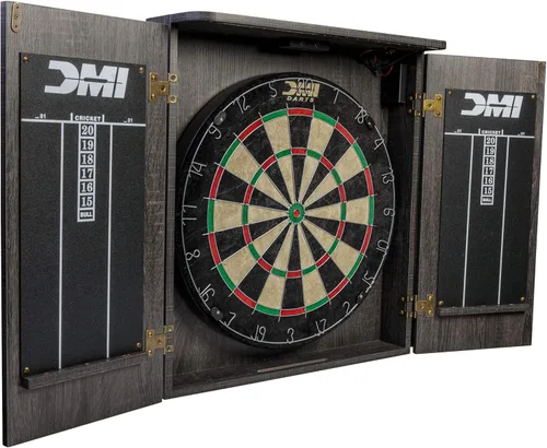 Miniatura 14 de DMI Sports - Juego de dardos en gabinete, incluye iluminación LED u opción de puntuación electrónica