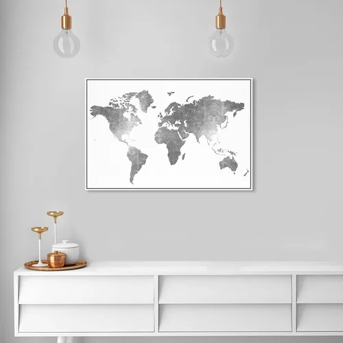Miniatura 5 de The Oliver Gal Artist Co. Mapas y banderas - Lienzo decorativo moderno para pared, de cuero plateado, para sala de estar, dormitorio y baño
