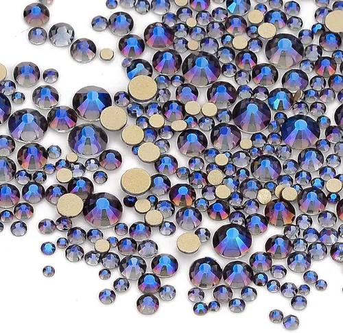 Miniatura 10 de Dowarm 2650 diamantes de imitación de cristal con parte trasera plana, 6 tamaños de 0.059 in a 0.256 in, cristales de parte trasera plana
