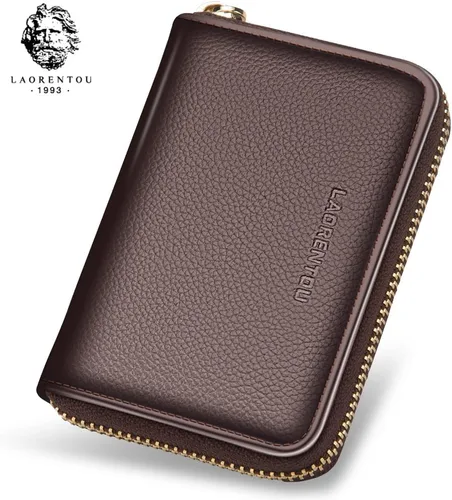 Miniatura 4 de LAORENTOU Hombres Cartera Cuero Genuino Titular De La Tarjeta Para Hombre Marca Negocios Licencia De Conductor De La Tarjeta De Crédito, Marrón 3