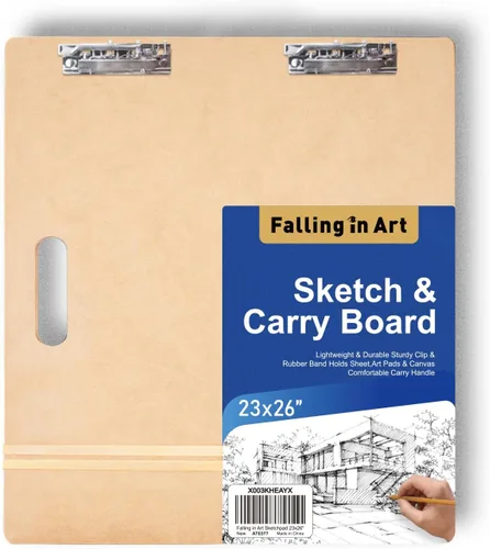 Miniatura 10 de Falling in Art 14x18 Tablero de bocetos, tabla de dibujo portátil para artistas con clip resistente y bandas de goma, tabla de dibujo portátil