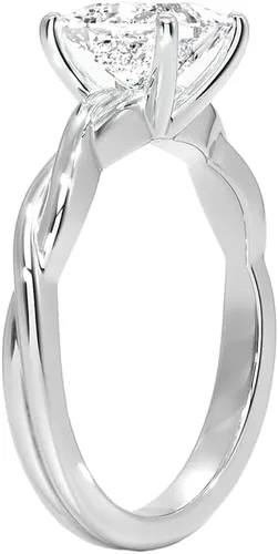 Miniatura 3 de Anillo de compromiso de diamantes creados en laboratorio con solitario trenzado certificado IGI en oro blanco de 14 k