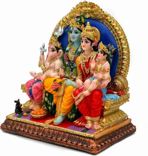 Miniatura 7 de alikiki Estatua familiar de Dios Shiva hindú – 6.9 pulgadas de alto Murti Shiva Familia Diwali regalo Pooja Artículo Puja Regalos para amigos