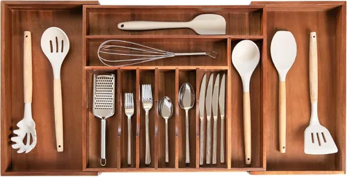 Miniatura 13 de KitchenEdge Organizador Premium de Cubiertos, Vajilla y Utensilios para Cajones de Cocina, Grado Contractual Apto para Alimentos, Expandible de 18 a