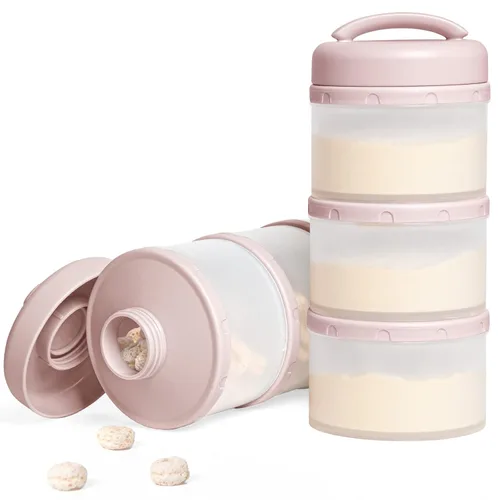Dispensador apilable de fórmula Termichy, contenedor portátil de leche en polvo, 2 paquetes, rosa claro