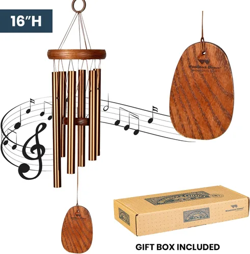 Miniatura 3 de Woodstock Chimes Neptune Campana de viento para exterior de 16 pulgadas, bronce pequeño, decoración al aire libre para patio, porche, jardín, regalo