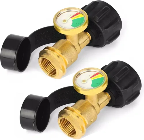 Indicador de nivel de tanque de propano, paquete de 2 medidores de gas propano para tanque de propano LP de 5 libras a 40 libras con QCC1/tipo,