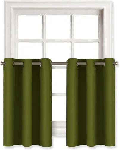 Miniatura 90 de NICETOWN Cortinas opacas de cocina para ventana sobre el fregadero, aislamiento térmico, decoración del hogar, pequeños niveles opacos con ojales