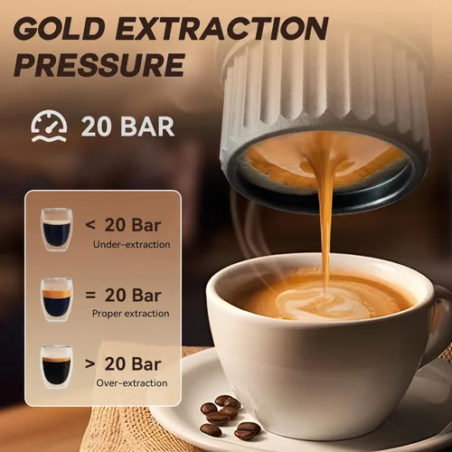 Miniatura 6 de H02PRO - Cafetera de viaje, máquina de café espresso portátil para camping, mini cafetera de 20 bares, compatible con cápsulas NS y café molido