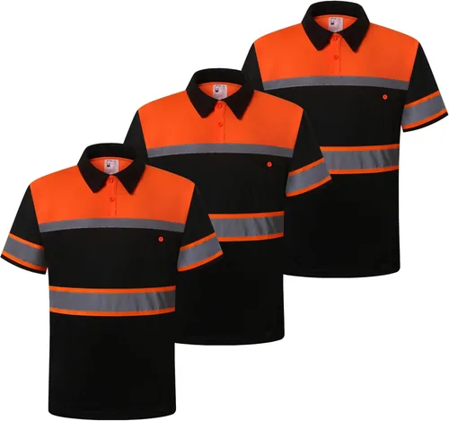 Miniatura 14 de Camisas de seguridad HoliSecure para hombre, camisas polo reflectantes de alta visibilidad para hombre con bolsillo, ropa de trabajo de manga corta