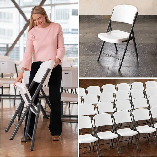 Miniatura 8 de Lifetime Silla plegable contorneada de grado comercial, color blanco (paquete de 4)