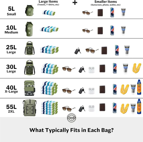 Miniatura 8 de STOVER 5/10/25/30/40/55L Waterproof Dry Bag- Roll-Top Backpack w/Phone Case- Kayaking, Hiking, Camping, Boating- Men/Women 10L morado