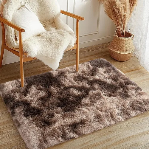 Miniatura 68 de Awaytail Alfombra Esponjosa Lavable 2x3 Pies, Pura Negra Alfombra para Silla de Escritorio Antideslizante, Alfombra Supersuave para Niños