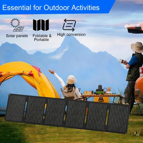 Miniatura 7 de Paneles solares portátiles de 60 W, panel solar plegable ETFE con puertos USB-C/USB-A/CC para senderismo, camping, mochileros, cargador solar
