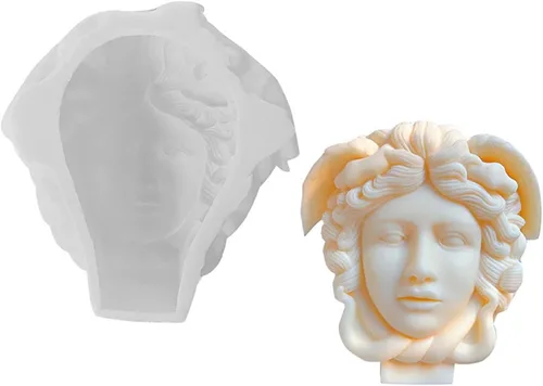 Miniatura 4 de Grainrain Molde de vela geométrica de silicona 3D arte abstracto moderno jabón cera resina molde cabeza súper grande (F18-G103)