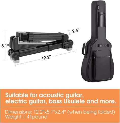 Miniatura 3 de ENO MUSIC Soporte de guitarra - Alumium Alloy A-Frame Soporte plegable universal, adecuado para guitarras acústicas, eléctricas y bajas, color negro