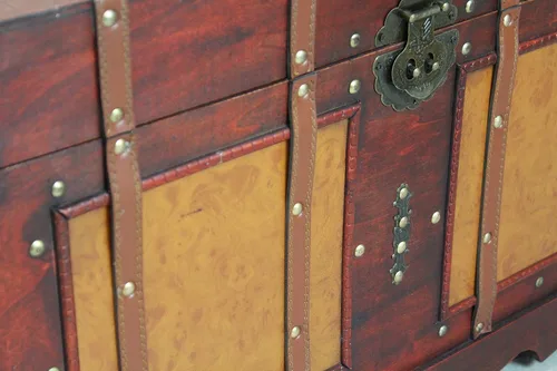 Miniatura 7 de Baúl grande del vapor del estilo antiguo, caja de almacenamiento decorativa