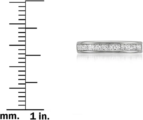 Miniatura 4 de Anillo de boda de diamante de talla princesa platino (1 cttw, G-H, VS2), Platino, Diamante blanco