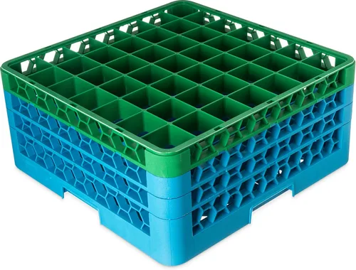Miniatura 107 de Carlisle FoodService Products RG9-214 OptiClean Estante de vidrio con 9 compartimentos con 2 extensores, 7.12 pulgadas, polipropileno, azul