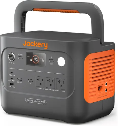 Miniatura 15 de Jackery Explorer 1000 v2 Estación de Energía Portátil, Batería LiFePO4 de 1070Wh, Salida AC de 1500W/USB-C de 100W, Carga Rápida de 1 Hora