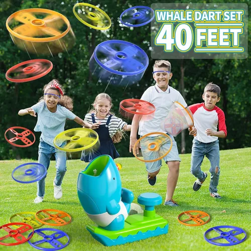 Miniatura 8 de KukuFun - Paquete de 24 juguetes lanzadores de discos voladores, regalos para exteriores para niños de 3, 4, 5, 6, 7, 8 años, con gafas protectoras