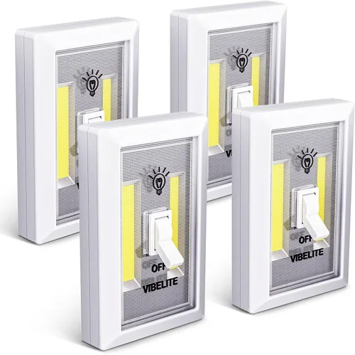 Miniatura 10 de VIBELITE Interruptor de luz nocturna LED, 12 baterías en total incluidas, interruptor LED COB inalámbrico de 200 lúmenes, debajo del gabinete, Blanco