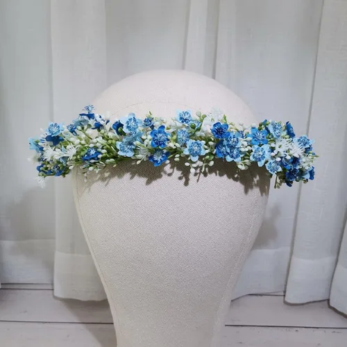 Miniatura 22 de Vividsun Corona floral de hoja verde para boda, corona de flores nupciales, accesorios de maternidad para fotos (A blanco)
