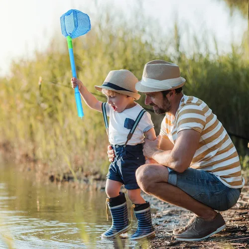 Miniatura 6 de Coopay 4 redes de pesca para atrapar insectos, redes de mariposa para peces y juguetes de playa para niños que juegan al aire libre (azul, verde)