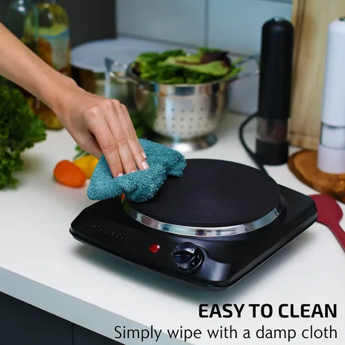Miniatura 3 de OVENTE Electric Countertop Single Burner,1000W Cooktop with 7.25 Inch Cast Iron Hot Plate,5 Level Temperature Control,Compact Cooking Stove &Easy to