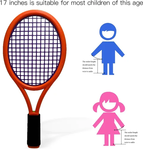 Miniatura 4 de Juego de raqueta de tenis para niños, raqueta de 17 pulgadas con 1 pelota de tenis, 4 volantes de bádminton y 3 pelotas suaves para deportes