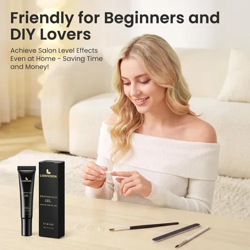 Miniatura 6 de LIONVISON Gel de pegamento de diamantes de imitación: fuerte adhesivo de curado UV para puntas de uñas a presión y diamantes de imitación, más de 28