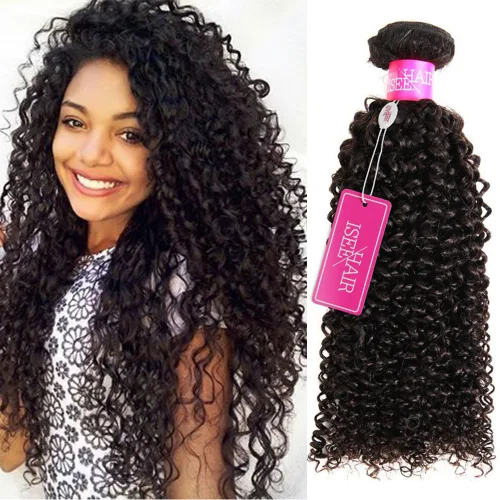 ISEE Hair Extensiones de Cabello Rizado Crespo Mongol Grado 9A Cabello Humano Virgen Tejido de Cabello Un Paquete Cabello Virgen Rizado Crespo 100%