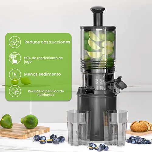 Miniatura 3 de Exprimidor de prensa en frío – 6.5 pulgadas de canal de alimentación extra grande que permite exprimidor eléctrico de masticación sin usar las Negro