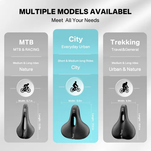 Miniatura 2 de YOUNGDO Waterproof Bike Saddle with Memory Foam, Comfort Bicycle Saddle Seat Cushion Universal Fit, Shock Absorbing fit Peloton Bike Mountain Bike