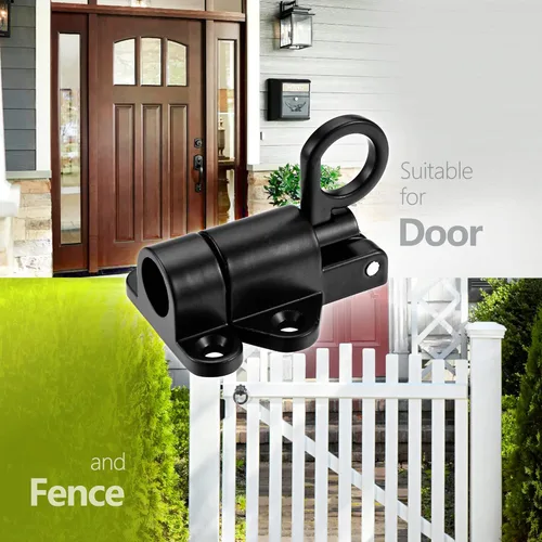 Miniatura 4 de 4 pestillos de cierre automático, pestillo de puerta de resorte para valla de madera, pestillos automáticos de puerta resistentes de seguridad, Negro