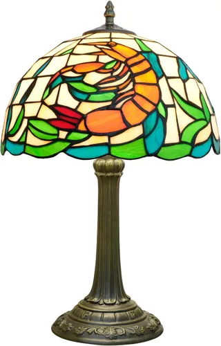 Miniatura 22 de Tiffany - Lámpara de mesa con vitrales de 12 pulgadas, hoja de uva verde, estilo Tiffany, lámpara vintage Nouveau para dormitorio, sala de estar