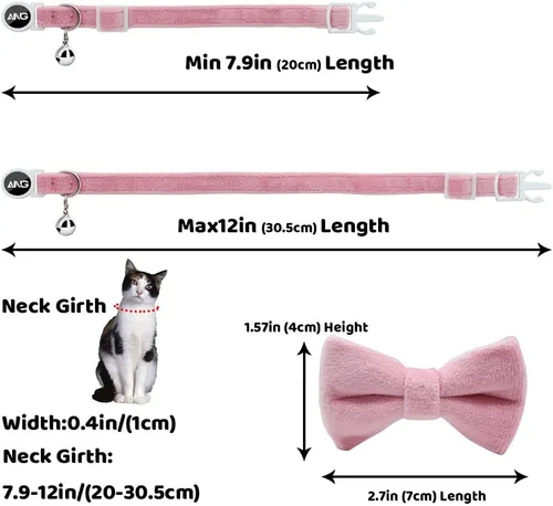 Miniatura 6 de Collares de gato personalizados con etiqueta de identificación, corbata de campana, collares de gatito personalizados de liberación rápida