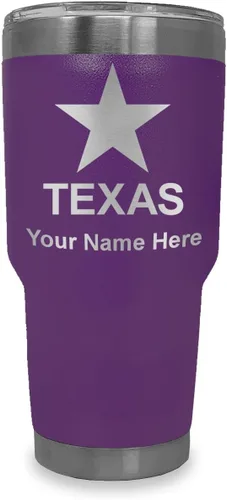 Miniatura 37 de LaserGram Vaso aislado al vacío de 20 onzas, bandera de Texas, grabado personalizado incluido (negro)