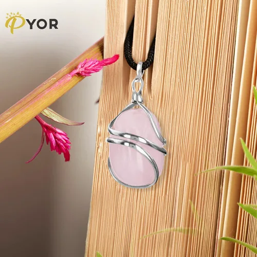 Miniatura 18 de PYOR Collar con colgante curativo de Reiki de cristal, gemas de buena suerte, prosperidad, riqueza, piedras preciosas naturales, collares de buena