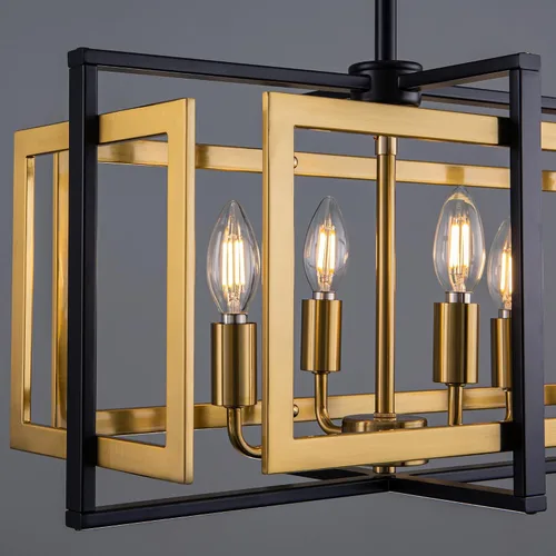 Miniatura 8 de TOCHIC Lámpara rectangular de 8 luces para isla de cocina, color negro y dorado, moderna lámpara lineal de isla para cocina, isla de cocina