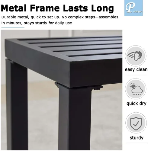 Miniatura 5 de Black Outdoor Bench, Outdoor Metal Backless Bench Set of 2, 46" Patio Garden Bench for Outdoor, All Wheather Outdoor Bench for Garden, Backyard